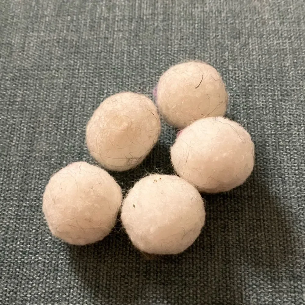 5 White Cat Pompom Ball Toys